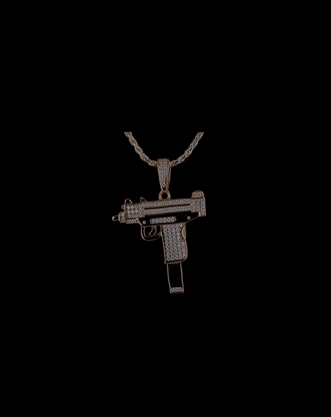 Diamond Encrusted Uzi Pendant – Bold & Luxurious Statement Piece