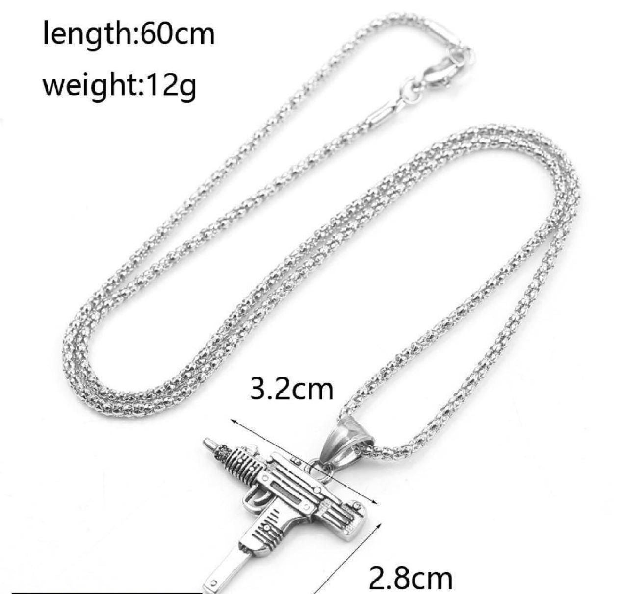 Diamond Encrusted Uzi Pendant – Bold & Luxurious Statement Piece