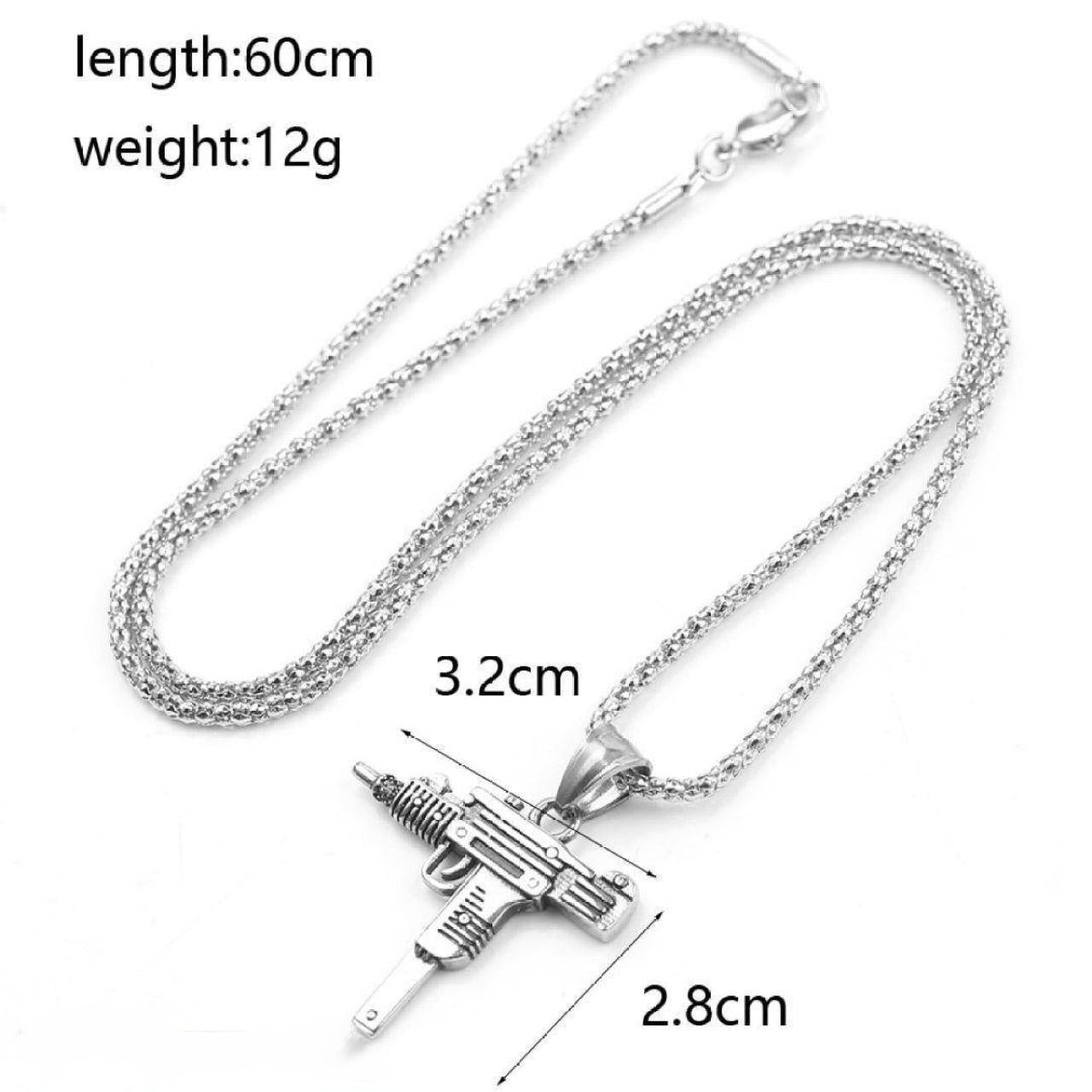 Diamond Encrusted Uzi Pendant – Bold & Luxurious Statement Piece